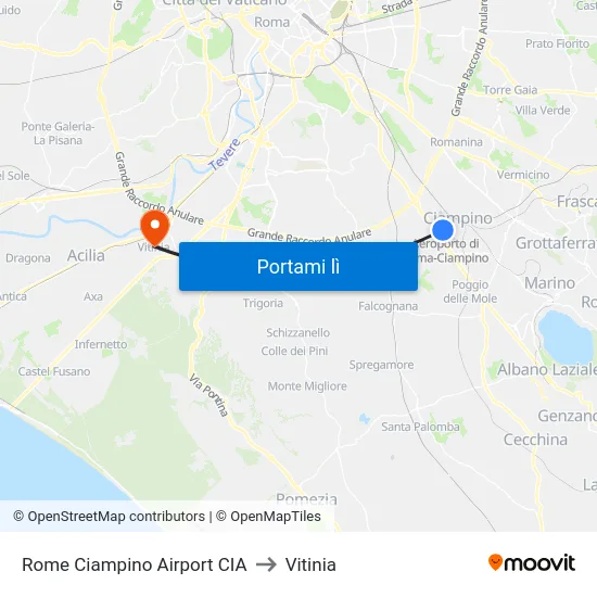 Rome Ciampino Airport CIA to Vitinia map