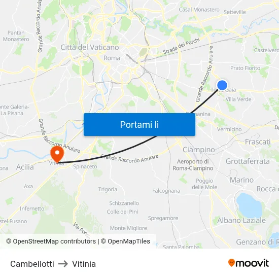 Cambellotti to Vitinia map