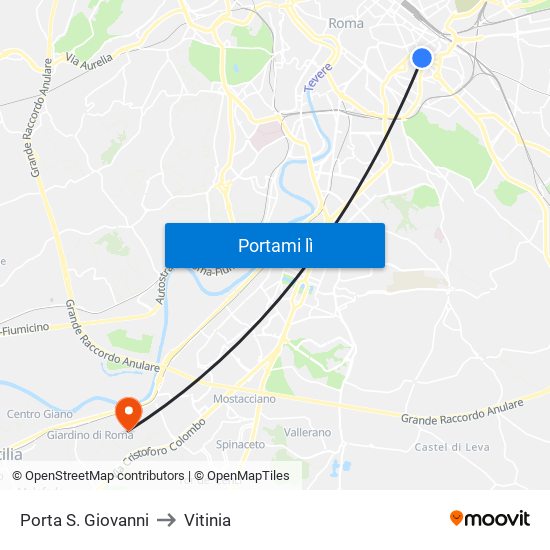 Porta S. Giovanni to Vitinia map