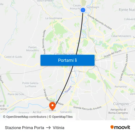 Stazione Prima Porta to Vitinia map