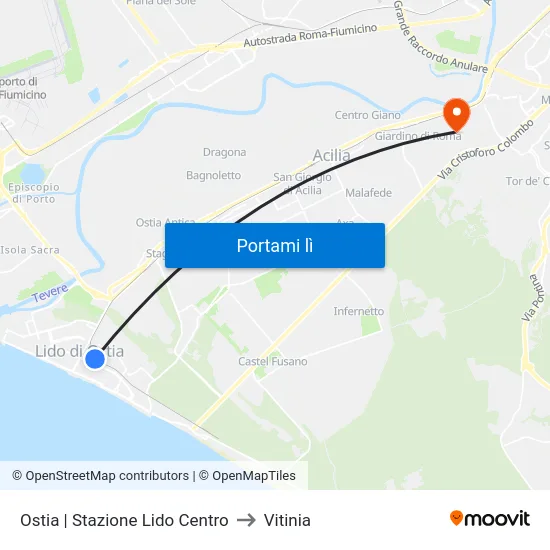 Ostia | Stazione Lido Centro to Vitinia map