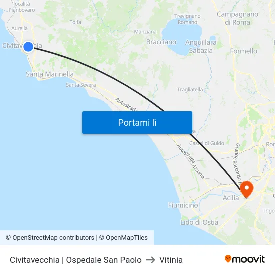 Civitavecchia | Ospedale San Paolo to Vitinia map