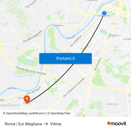 Roma | Eur Magliana to Vitinia map