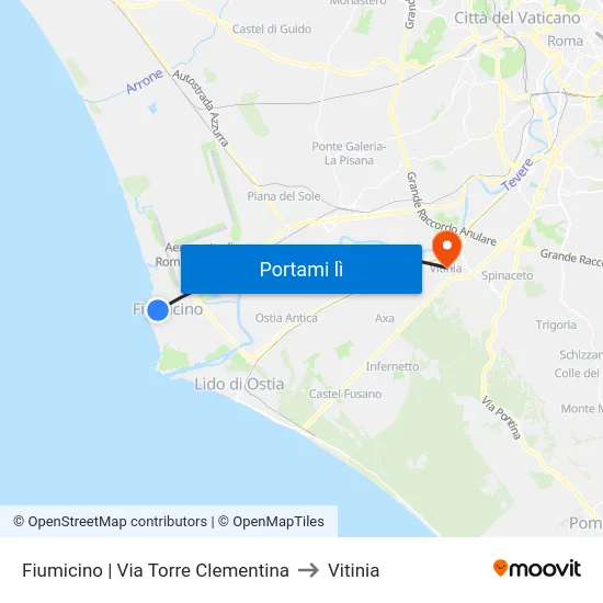 Fiumicino | Via Torre Clementina to Vitinia map