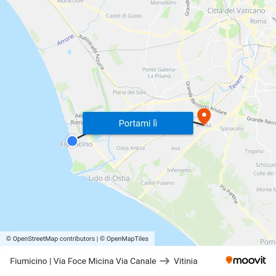 Fiumicino | Via Foce Micina Via Canale to Vitinia map