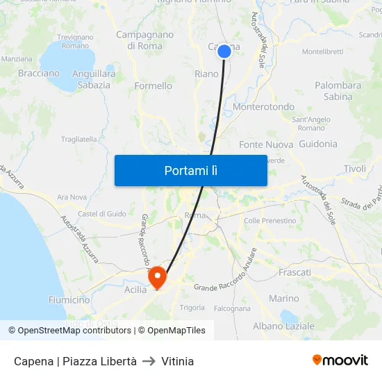 Capena | Piazza Libertà to Vitinia map
