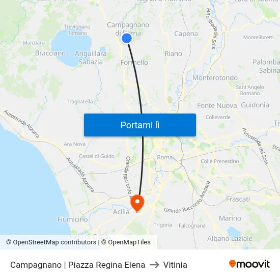 Campagnano | Piazza Regina Elena to Vitinia map