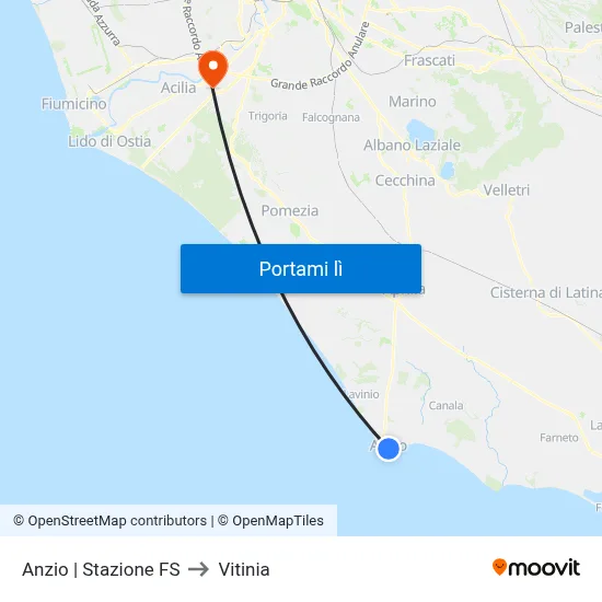 Anzio | Stazione FS to Vitinia map