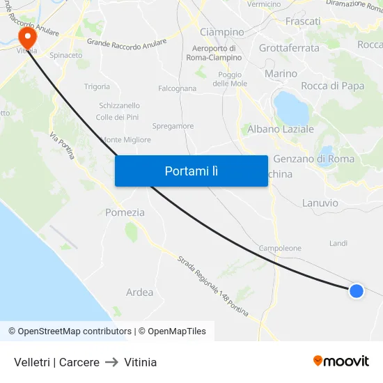 Velletri | Carcere to Vitinia map