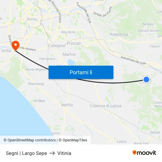 Segni | Largo Sepe to Vitinia map
