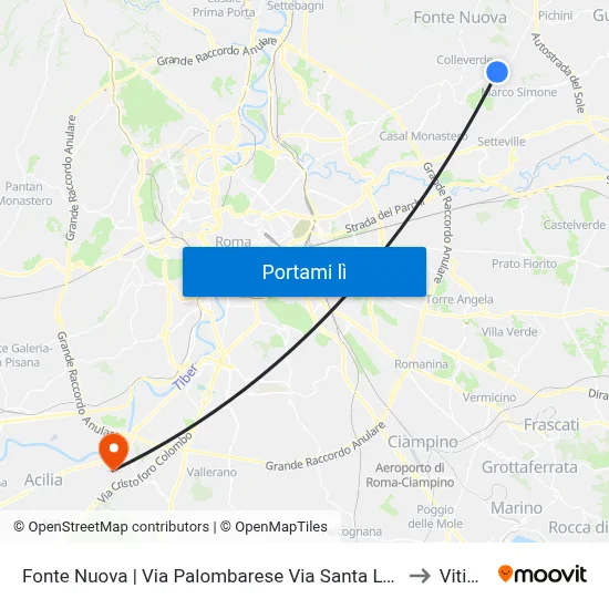 Fonte Nuova | Via Palombarese Via Santa Lucia to Vitinia map