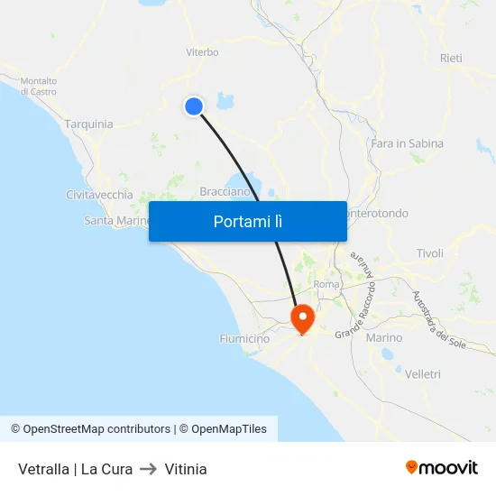 Vetralla | La Cura to Vitinia map