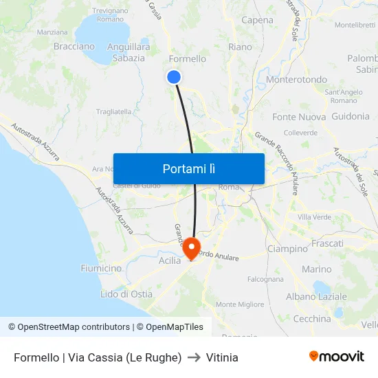 Formello | Via Cassia (Le Rughe) to Vitinia map