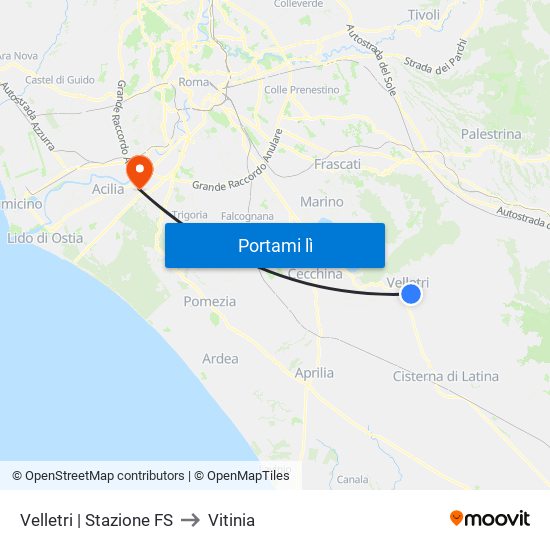 Velletri | Stazione FS to Vitinia map