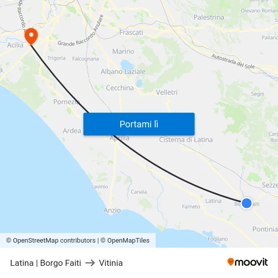 Latina | Borgo Faiti to Vitinia map
