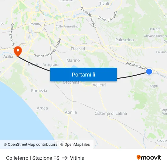 Colleferro | Stazione FS to Vitinia map
