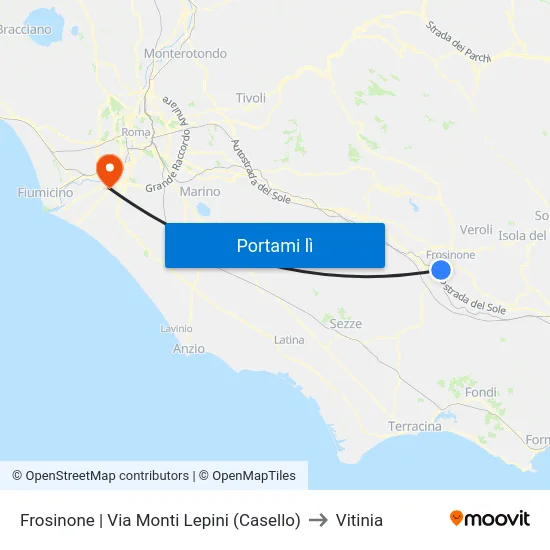 Frosinone | Via Monti Lepini (Casello) to Vitinia map