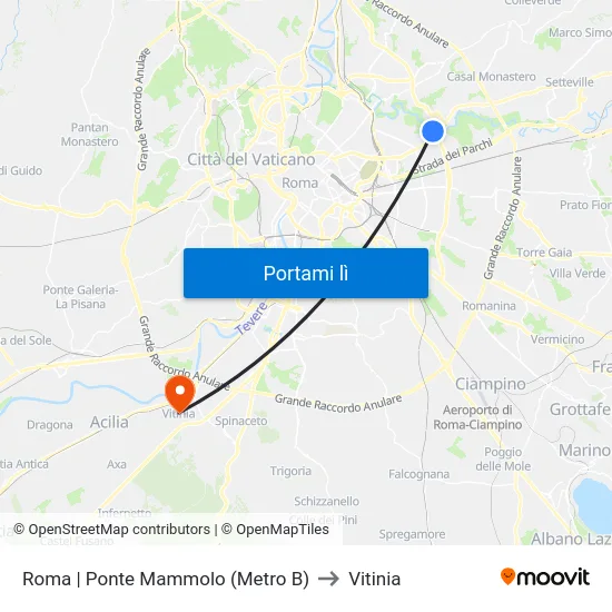 Roma | Ponte Mammolo (Metro B) to Vitinia map