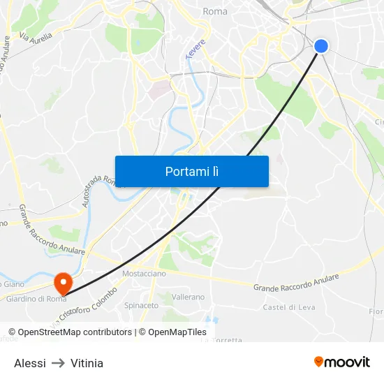 Alessi to Vitinia map
