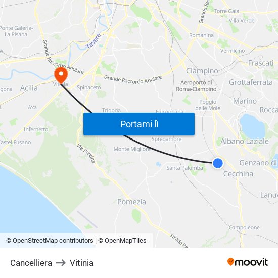 Cancelliera to Vitinia map