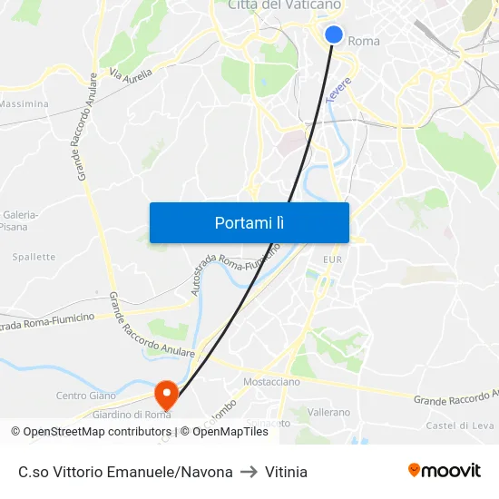 C.so Vittorio Emanuele/Navona to Vitinia map