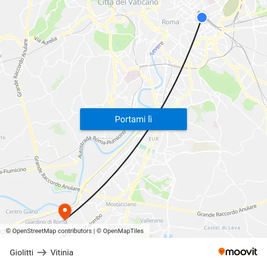 Giolitti to Vitinia map