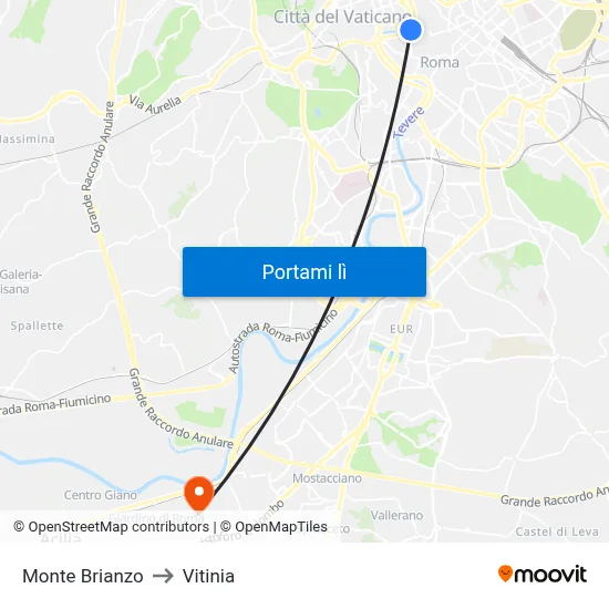 Monte Brianzo to Vitinia map
