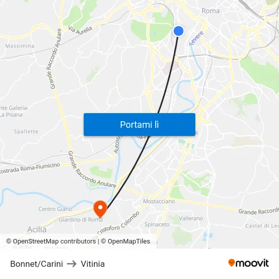 Bonnet/Carini to Vitinia map