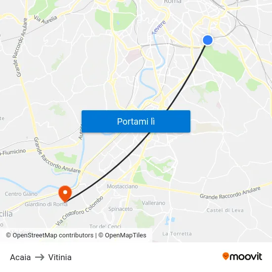 Acaia to Vitinia map