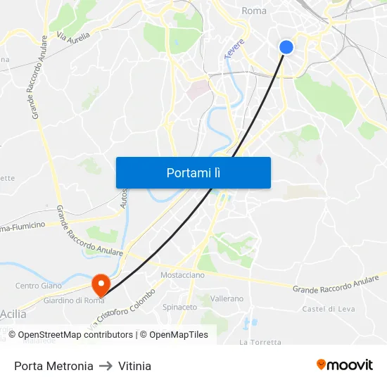 Porta Metronia to Vitinia map