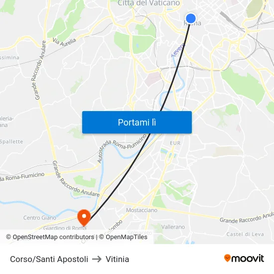 Corso/Santi Apostoli to Vitinia map