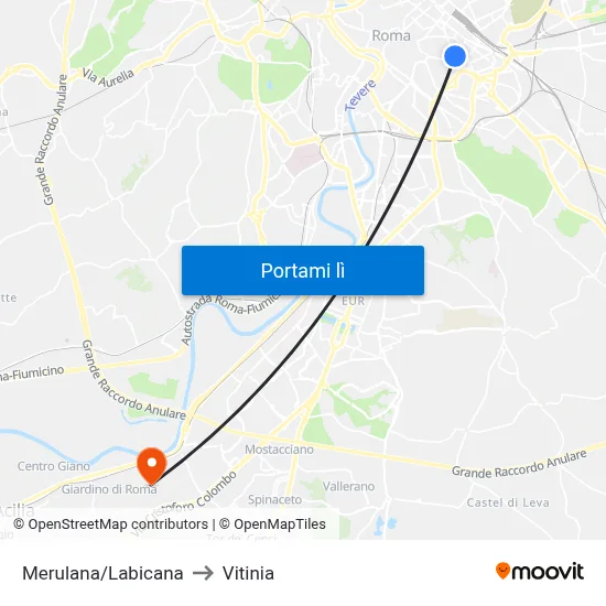 Merulana/Labicana to Vitinia map