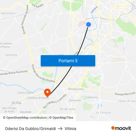 Oderisi Da Gubbio/Grimaldi to Vitinia map