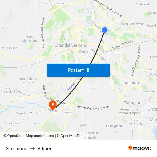 Sempione to Vitinia map