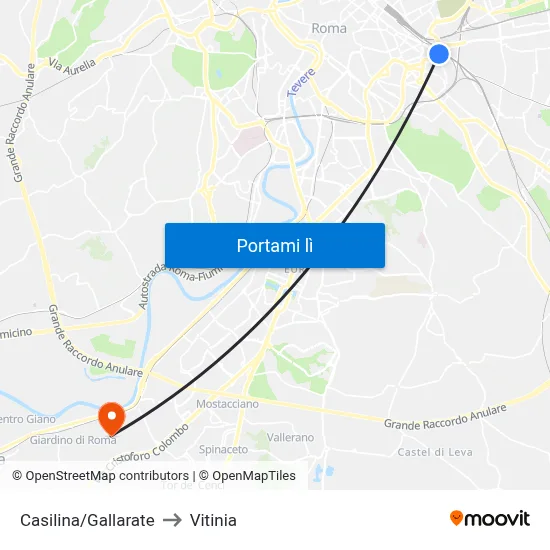Casilina/Gallarate to Vitinia map
