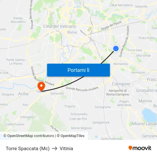 Torre Spaccata (Mc) to Vitinia map