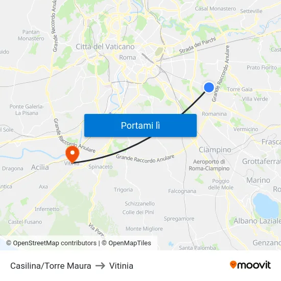 Casilina/Torre Maura to Vitinia map
