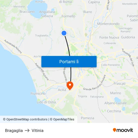 Bragaglia to Vitinia map