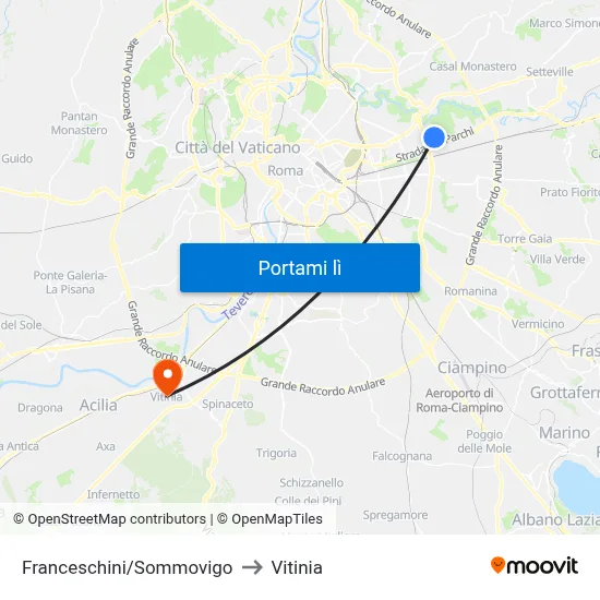 Franceschini/Sommovigo to Vitinia map