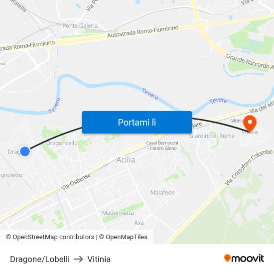 Dragone/Lobelli to Vitinia map