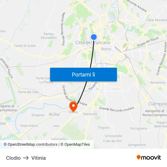 Clodio to Vitinia map