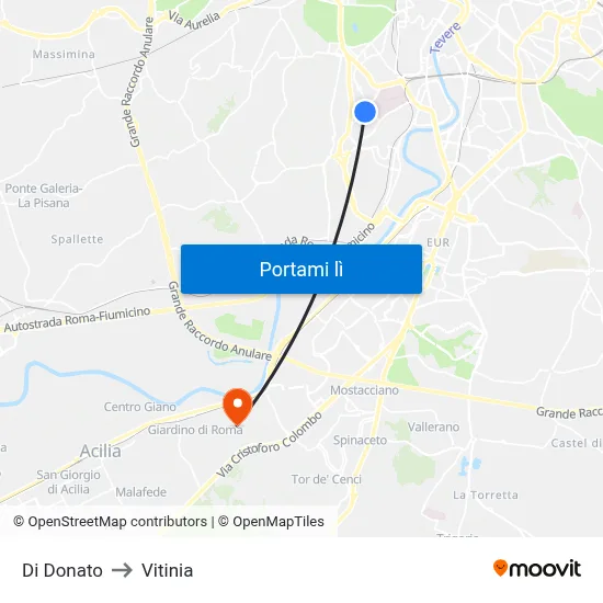 Di Donato to Vitinia map