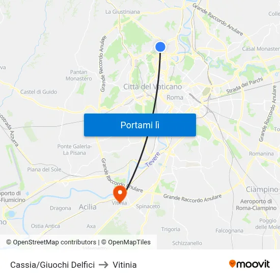 Cassia/Giuochi Delfici to Vitinia map