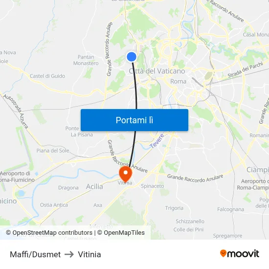 Maffi/Dusmet to Vitinia map