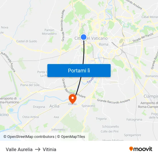 Valle Aurelia to Vitinia map