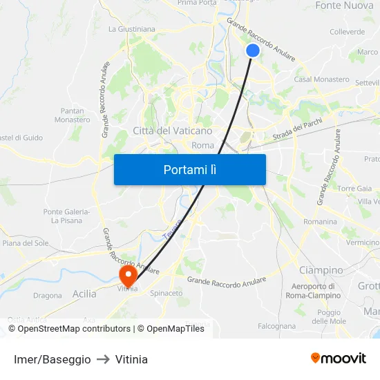 Imer/Baseggio to Vitinia map