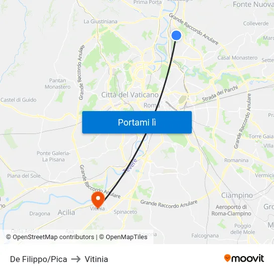 De Filippo/Pica to Vitinia map