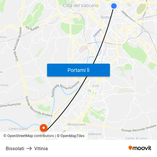 Bissolati to Vitinia map