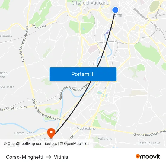 Corso/Minghetti to Vitinia map