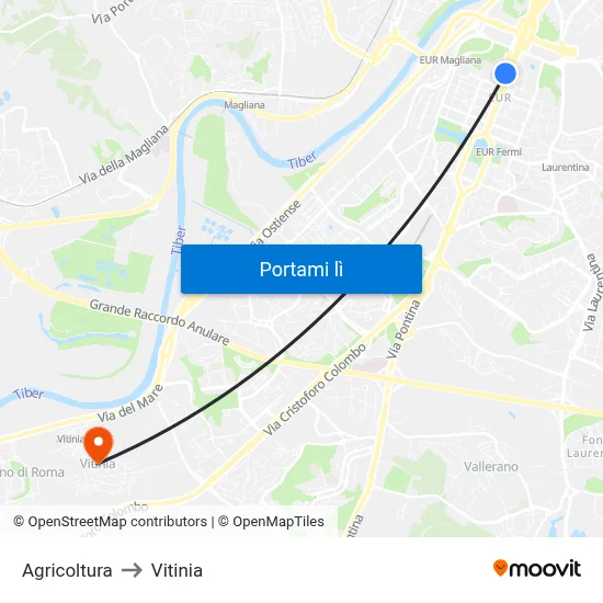 Agricoltura to Vitinia map